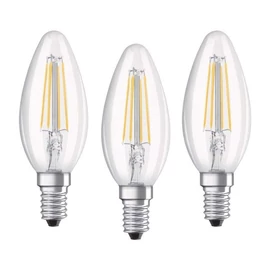LED izzó, E14, gyertya, filament (C35), 4 W, 470 lm, természetes fehér (4000 K), E, 3 db-os csomag