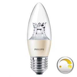 LED izzó, E27, gyertya, B38, 6W, 470lm, 2700K, szabályozható, PHILIPS "Master"