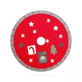 karácsonyfa alá terítő - 97 cm - poliészter - szürke / piros 58277A