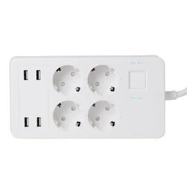 NV 4 WIFI smart elosztó, 1,5 m, 1,5 mm2 kábel, 4 földelt aljzat mx. 16A, 4 USB aljzat, max.4,8A