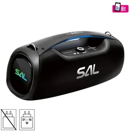 SAL BT9000 hordozható Bluetooth boombox, 100 W, IPX5, BT/AUX/USB/microSD