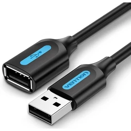USB-A 2.0/M -> USB-A 2.0/F  (hosszabbító, PVC fekete), 0,5m, kábel