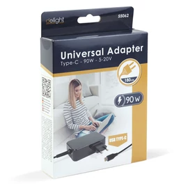 Univerzális hálózati notebook töltő, Type-C, 5-20V, 90W