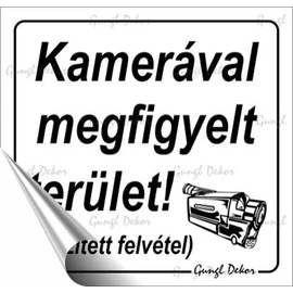 "Kamerával megfigyelt terület" információs matrica, 8.7×8.3 cm