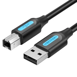 USB-A 2.0/M -> USB-B/M, (PVC, fekete, nyomtatókábel, printerkábel), 5m, kábel