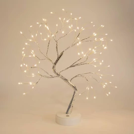 58930 LED-es asztali fa dekoráció, melegfehér, érintőgombos, elemes, USB-s