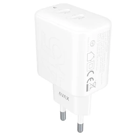 CH602W SPEEDY+ 45W, GaN gyors töltő adapter, 2x USB-C (PD3.0), fehér