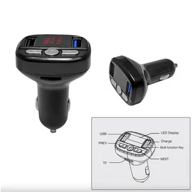 FM Transmitter és Dual USB töltő Bluetooth kihangosítással TRANS036