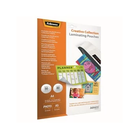 Lamináló fólia, 80 mikron, 5 klf. méretben 5x10 db/doboz, Admire Creativ Fellowes®