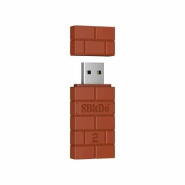 8BitDo USB Wireless Adapter 2, Nintendo Switch/Switch 2, Mobil, Xbox, PC, PlayStation, barna kontroller adapter