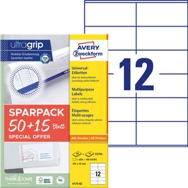 Avery 6175-65 105x48 mm univerzális 50+15 lap 780 db-os etikett