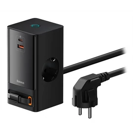 Baseus PSLR000301 PowerCombo 65W fekete hálózati töltő és elosztó