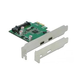 Delock 90493 PCI Express x1 kártya - 2 x külső SuperSpeed USB (USB 3.2 Gen 1) USB Type-C hüvely