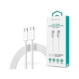 Devia ST399381 Smart Series 60W PD Type-C/Type-C fehér 1m adat-és töltőkábel