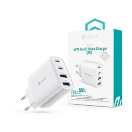 Devia ST137325 Pro1 40W GaN QC 2xUSB + 2xType-C fehér hálózati gyorstöltő adapter