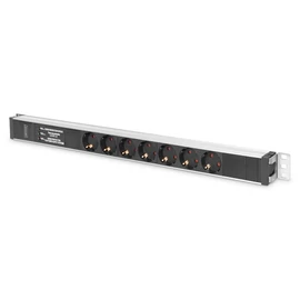 DIGITUS 0U PDU 230V 16A 7xCEE 7/3 aljzat CEE7/7 csatlakozó túlfeszültség védelemmel és vonalszűrővel 2m elosztósor