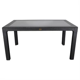 IRIS GF-220A ECO antracit műanyag kerti asztal rattan üveglappal 90x150cm
