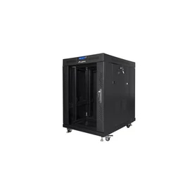 Lanberg FF01-6815-12BL 19" 15U SZÉL:600mm MÉLY:800mm MAG:898mm lapraszerelt LCD üvegajtós fekete rack szekrény