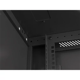 Lanberg WF01-6606-10B 19" 6U SZÉL:600mm MÉLY:600mm MAG:379mm lapraszerelt üvegajtós fekete fali rack szekrény