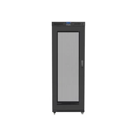 Lanberg FF01-8042-23BL 19" 42U SZÉL:800mm MÉLY:1000mm MAG:2097mm lapraszerelt LCD hálós fémajtós fekete rack szekrény
