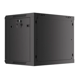 Lanberg WF01-6409-00B 19" 9U SZÉL:600mm MÉLY:450mm MAG:512mm lapraszerelt fémajtós fekete fali rack szekrény