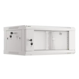 Lanberg WF01-6404-10S 19" 4U SZÉL:600mm MÉLY:450mm MAG:290mm lapraszerelt üvegajtós szürke fali rack szekrény