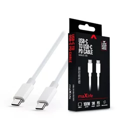 Maxlife TF-0181 1m 100W Type C apa-apa fehér adat- és töltőkábel