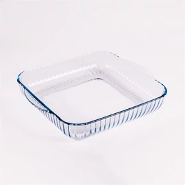 BORCAM négyzetes bordázott hőálló üvegedény fogóval 3.200ml, 317*220*60mm