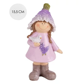 IRIS dekor műgyanta levendula lány+madár 15,5cm