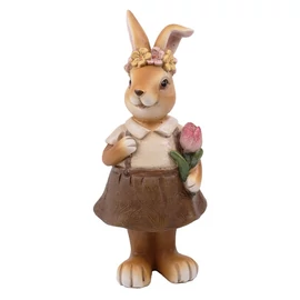 IRIS dekor műgyanta nyúllány+virág barna 6x4x15cm