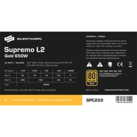 SilentiumPC Supremo L2 Gold 650W ATX tápegység