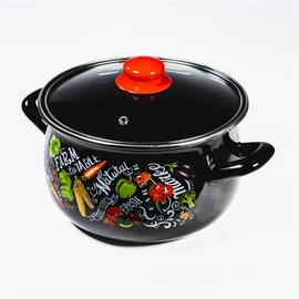 TOO BELLY FARM BLACK 2,1 literes, 16cm átmérő, 11cm magasságú lábas (fazék) üveg fedővel