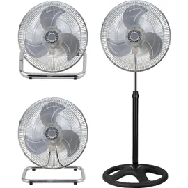 TOO FANS-45-400-B-3IN1 TYPHOON ezüst-fekete, sebességfokozat száma:3, 50 W, álló/fali/padló multifunkciós ventilátor