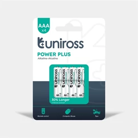 Uniross Power Plus 1,5V AAA (LR03) alkáli tartós mikroceruza elem 4db/csomag