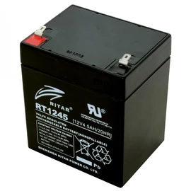 Ritar RT 1245E ólomakkumulátor, 12V/4,5 Ah, 5 éves élettartam, zárt konstrukció