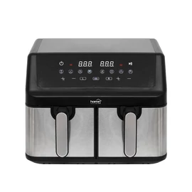 HOME HGAF29 duplakosaras forrólevegős sütő, 2 x 4,5L, 2000 W, digitális vezérlés, 8 féle üzemmód
