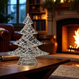 Home KAD45 fém fenyő dekoráció, 160db melegfehér micro LED, 5 m tápvezeték, adapteres tápellátás, beltéri kivitel
