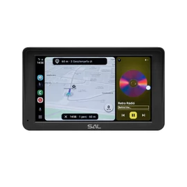 SAL CARPLAY10 multimédia központ, 10” IPS LCD érintőképernyő, CarPlay, Android Auto, USB/microSD csatlakozás, Bluetooth, WiFi, beépített hangszóró, FM modulátor, tolatókamera bemenet