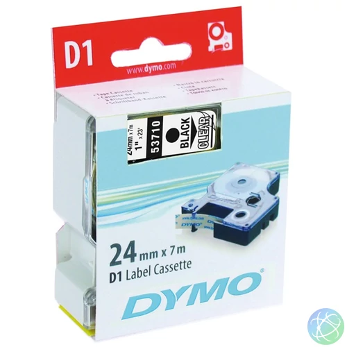 DYMO címke LM D1 alap, 24mm, fekete / víztiszta alap