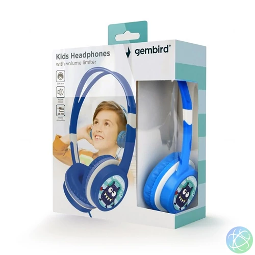 GEMBIRD Headset, Jack, Gyerek fejhallgató hangerő-szabályozóval, kék