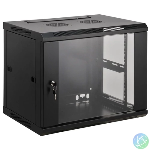 INTELLINET fali rack, 19", 12U, 635x 600x600, IP20-védelem, lapra szerelt, Fekete