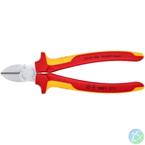 KNIPEX Oldalcsípő fogó (oldalvágó), 1000V szigetelt, krómozott, 180mm, 70 06 180