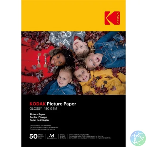 KODAK Picture fotópapír - High Gloss 180g, A4, 21x29,7cm, 50db