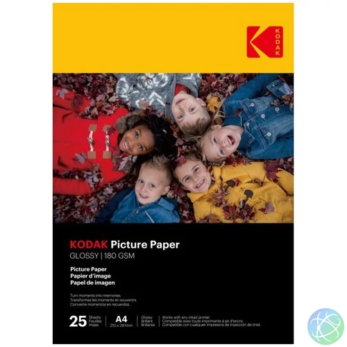 KODAK Picture fotópapír - High Gloss 180g, A4, 21x29,7cm, 25db