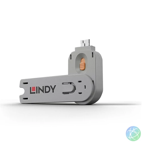 LINDY Dugó biztonsági, Port Blocker, USB A kulcs, narancs