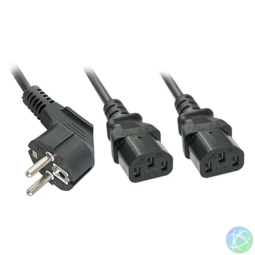 LINDY Y-Tápkábel Schuko - 2x C13, 2m