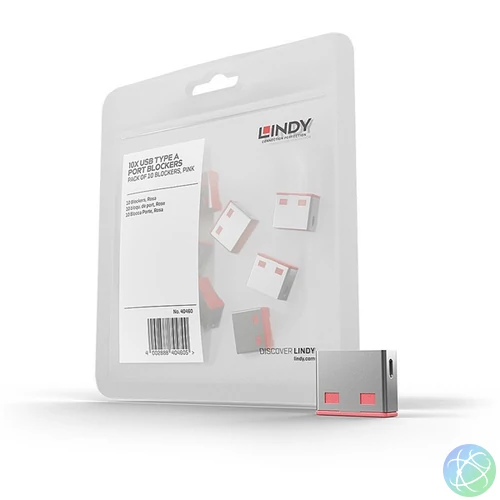 LINDY Dugó biztonsági, Port Blocker, USB A, rózsaszín (10db/csomag)