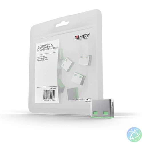 LINDY Dugó biztonsági, Port Blocker, USB A, zöld (10db/csomag)
