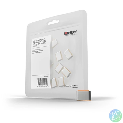 LINDY Dugó biztonsági, Port Blocker, USB C, narancssárga (10db/csomag)
