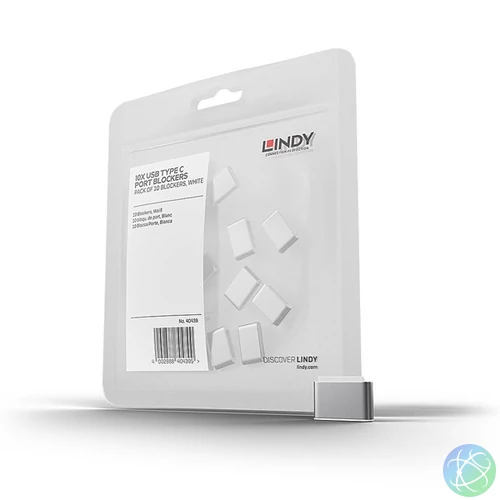LINDY Dugó biztonsági, Port Blocker, USB C, fehér (10db/csomag)